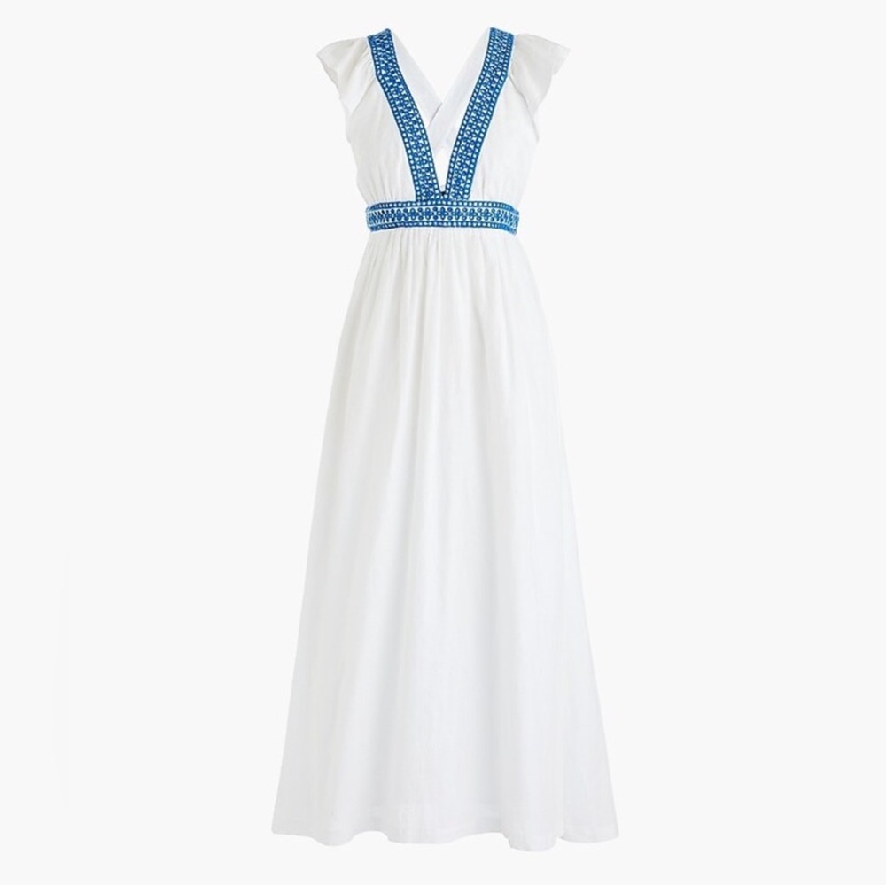 J. Crew Ruffle Deep V-neck Beach Dress